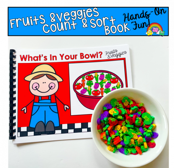 Fruits and Veggies Mini-Erasers Count And Sort Book