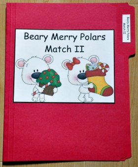 Beary Merry Polar Bears Match II File Folder Game