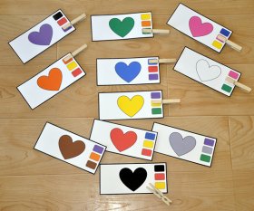 Heart Colors Clothespin Task