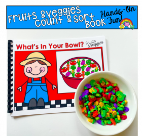 Fruits and Veggies Mini-Erasers Count And Sort Book