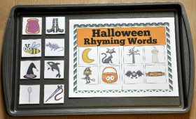 Halloween Rhyming Words Cookie Sheet Activity