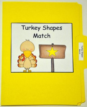Turkey Shapes Match File Folder Game