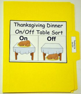 Thanksgiving "On/Off" the Table Sort File Folder Game