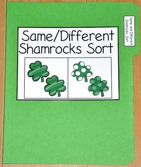 Same and Different Shamrock Sort File Folder Game