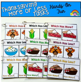 Thanksgiving Themed More Or Less Task Cards