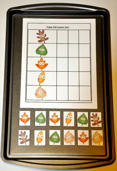 Funny Fall Leaves Sort Cookie Sheet Activity