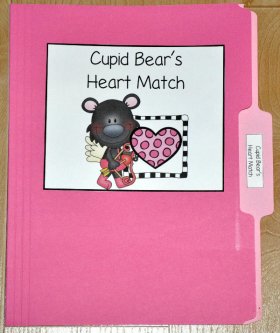 Cupid Bear's Valentine's Day Hearts Match File Folder Game