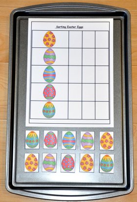 Sorting Easter Eggs Cookie Sheet Activity