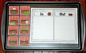 In and Out of the Picnic Basket Cookie Sheet Activity