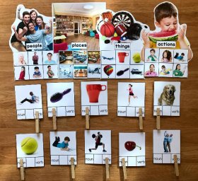 Nouns and Verbs Sorting Mats (w/Real Photos)