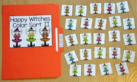 Happy Witches Color Sort II File Folder Game