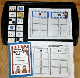 "Sneaky Numbers" 9 and 10 Cookie Sheet Activity