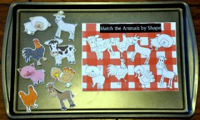 Farm Animal Shape Match-Up Cookie Sheet Activity