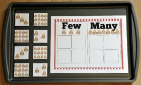 Turkeys Few and Many Sort Cookie Sheet Activity