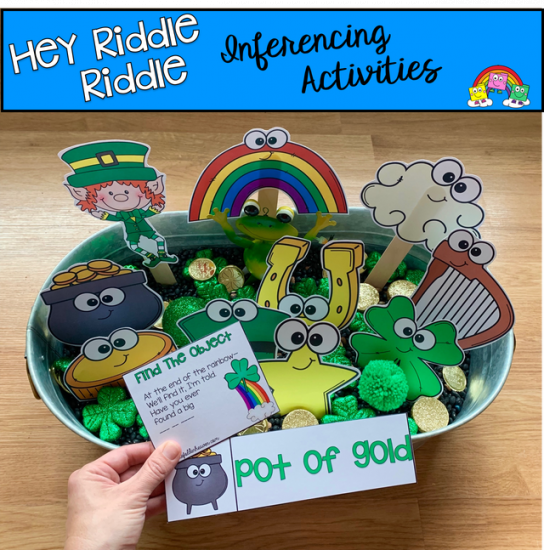 \"Hey Riddle Riddle\" St. Patrick\'s Day Sensory Bin Riddles