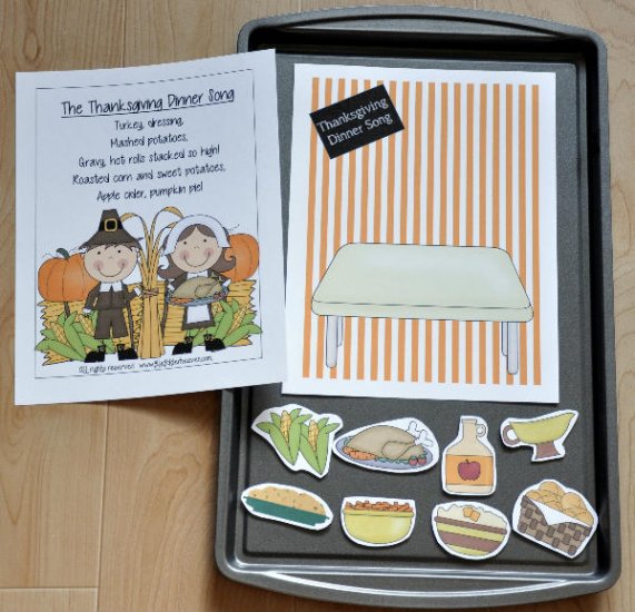 \"The Thanksgiving Dinner Song\" Cookie Sheet Activity