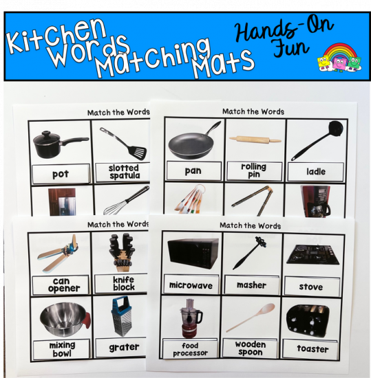 Functional Sight Words Matching Mats: Kitchen Words