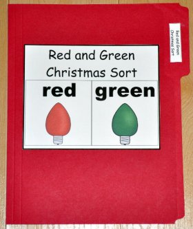 Red and Green Christmas Sort File Folder Game