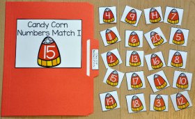 Candy Corn Numbers Match File Folder Game