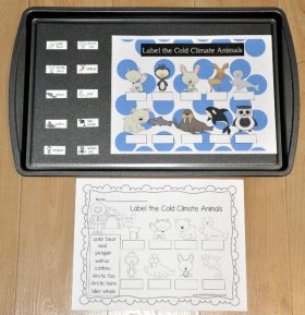 Label the Cold Climate Animals Cookie Sheet Activity