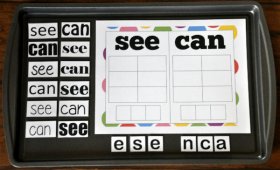 "See/Can"--Sort It! Spell It! Cookie Sheet Activity