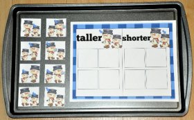 Snowmen: Taller and Shorter Sort Cookie Sheet Activity