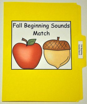 Fall Beginning Sounds File Folder Game