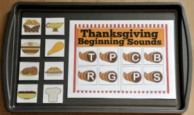 Thanksgiving Beginning Sounds Cookie Sheet Activity