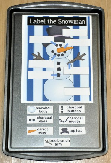 Label the Snowman Cookie Sheet Activity