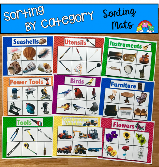 Sort By Category Sorting Mats (W/Real Photos)