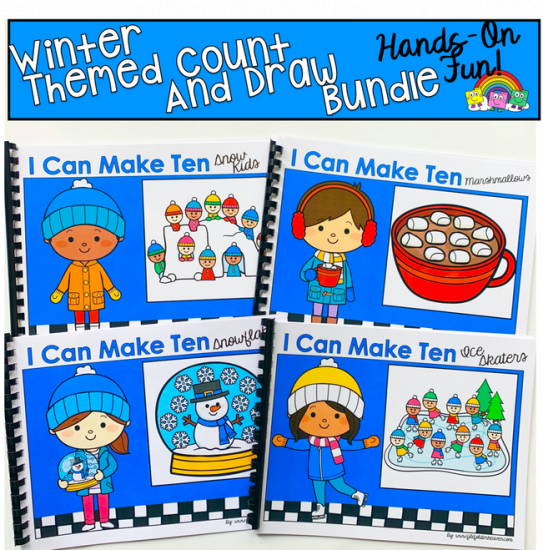 \"I Can Make Ten\" Winter Themed Count And Draw Books Bundle