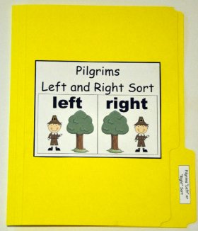 Pilgrims: Left and Right Sort File Folder Game
