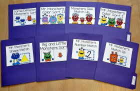 Monster Themed Matching and Sorting File Folder Games