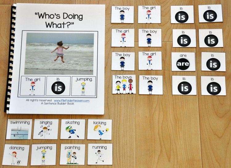Sentence Builder Adapted Book--\"Who\'s Doing What?\"