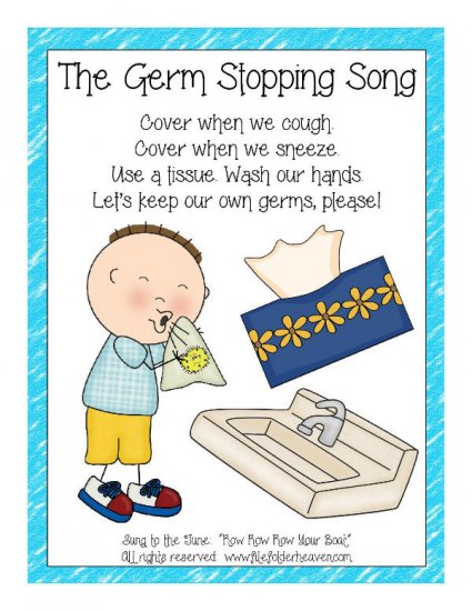 The \"Germ Stopping Song\" Classroom Poster