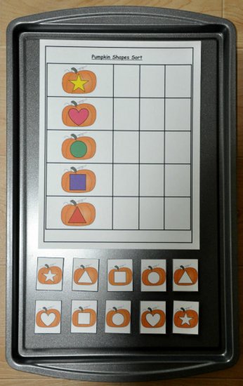 Pumpkin Shapes Sort Cookie Sheet Activity