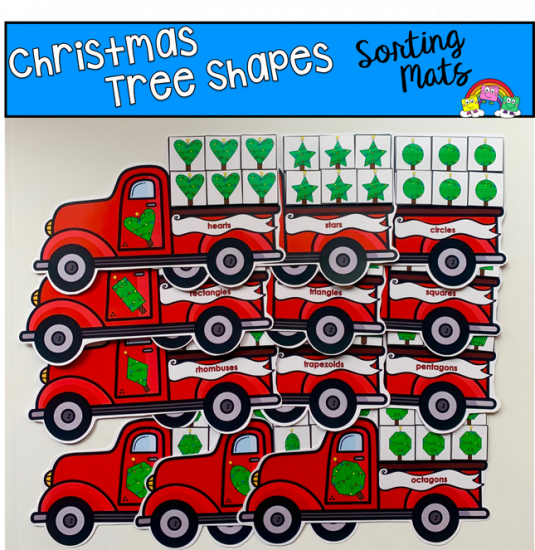 Christmas Tree Shapes Sorting Mats