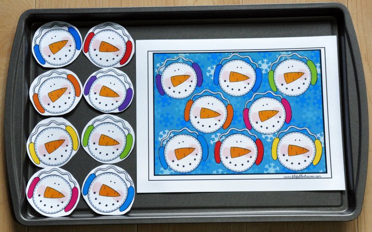 Silly Snowmen Color Match Cookie Sheet Activity