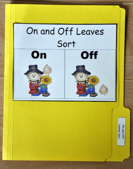 On and Off Leaves Sort File Folder Game