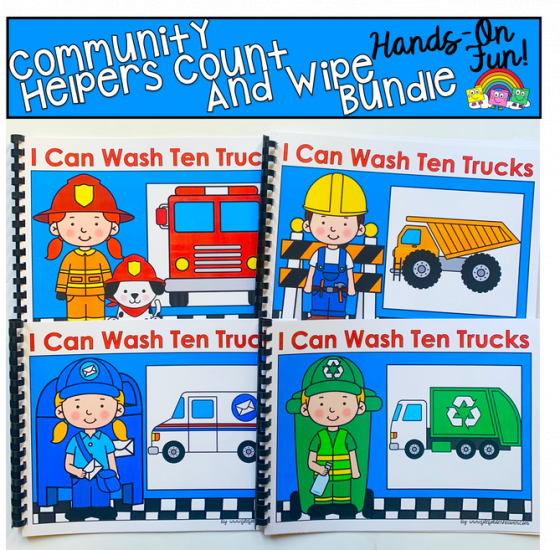 \"I Can Wash Ten Trucks\" Adapted Book Set