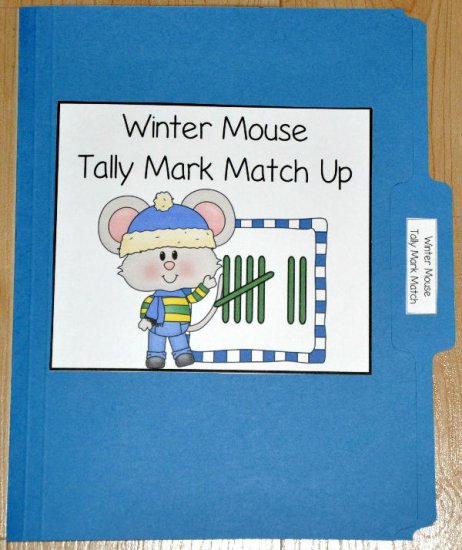 Winter Mouse Tally Mark Number Match File Folder Game
