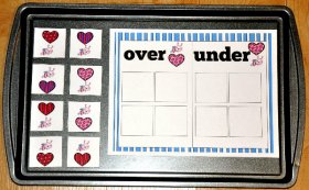 Little Love Bug's Over and Under Sort Cookie Sheet Activity