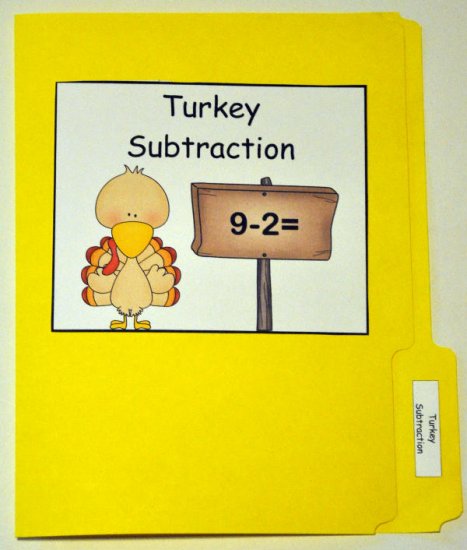 Turkey Subtraction File Folder Game