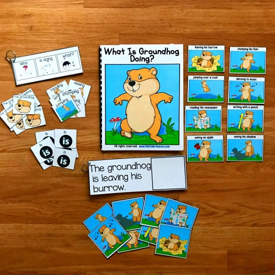 Groundhog Sentence Builder Book: \"What Is Groundhog Doing?\"