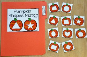Pumpkins Shape Match File Folder Game