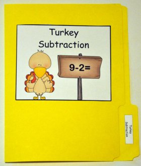 Turkey Subtraction File Folder Game