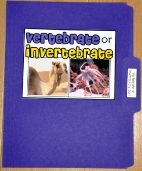 Vertebrate or Invertebrate Sort File Folder Game (Real Photos)