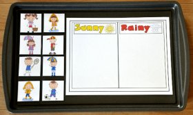 Sunny or Rainy Day Sort Cookie Sheet Activity