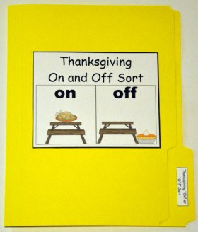 Thanksgiving On and Off Sort File Folder Game