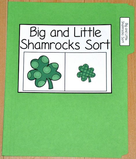 Big and Little Shamrocks Sort File Folder Game